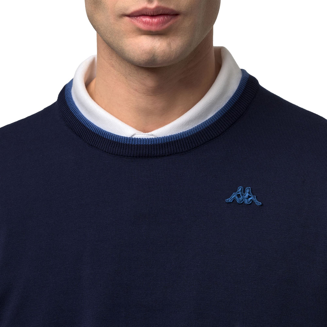 Men's Blue Slim Fit Casual Cotton Pullover main