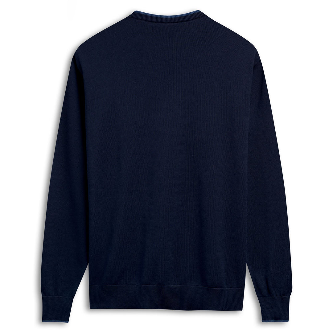 Men's Blue Slim Fit Casual Cotton Pullover main