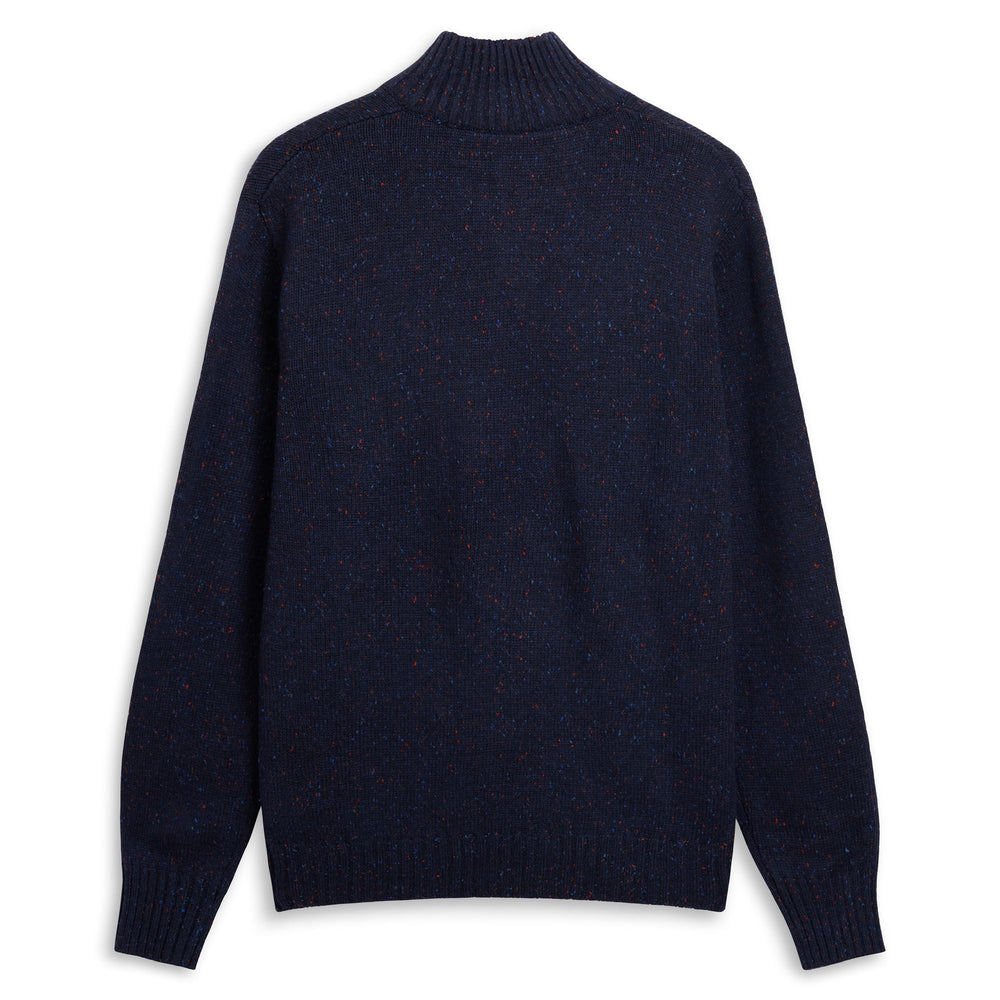 Blue Men's Slim Fit Knit Polo Jacket with Contrast Collar 02