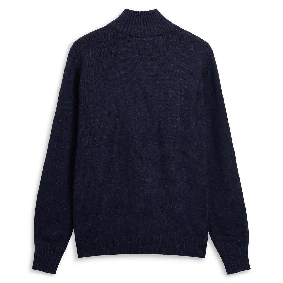 Chaqueta polo de punto azul de corte entallado para hombre con cuello en contraste main