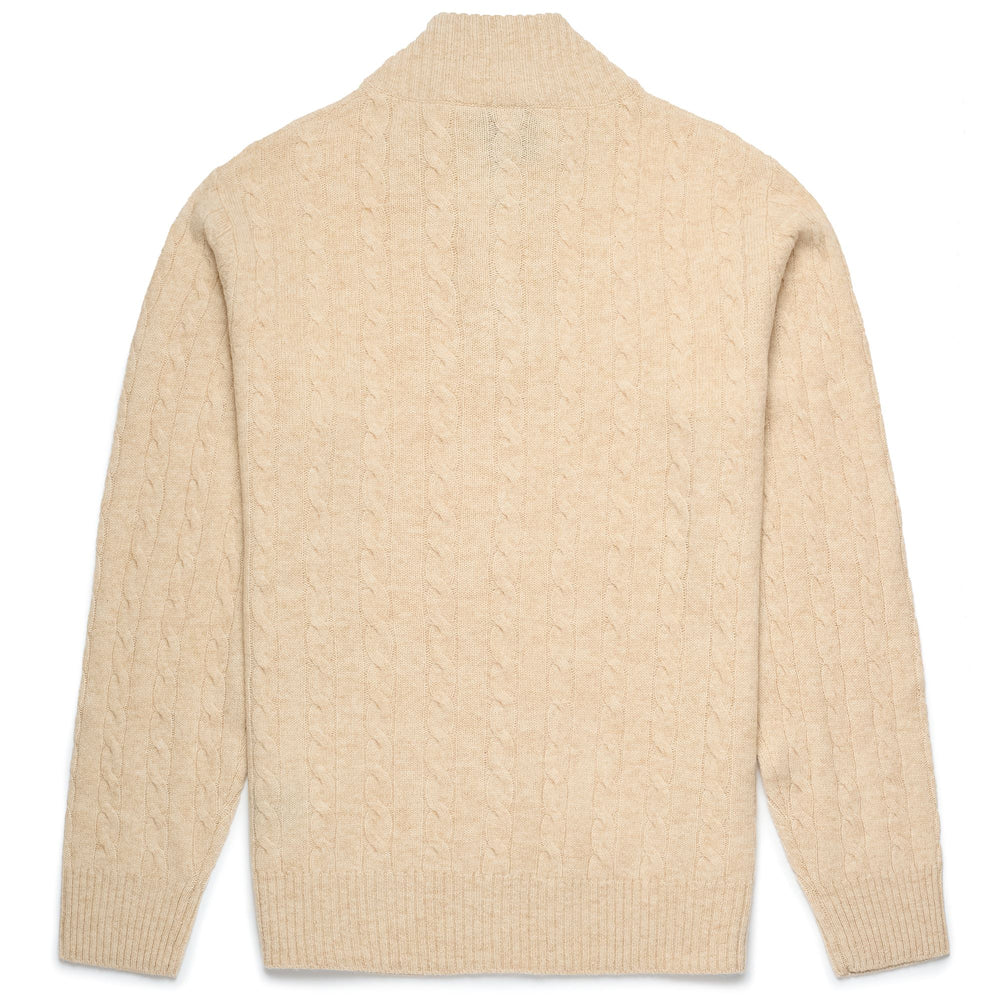 Beige yellow Men's Classic Wool Zip Polo Knitwear 02