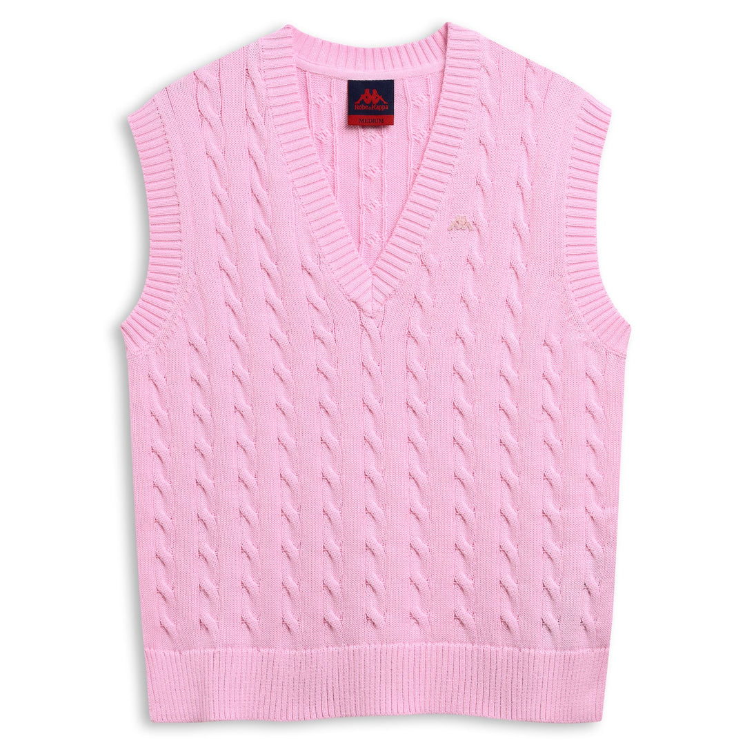 Pink Women's Regular Fit Cable Knit Pullover Vest 01