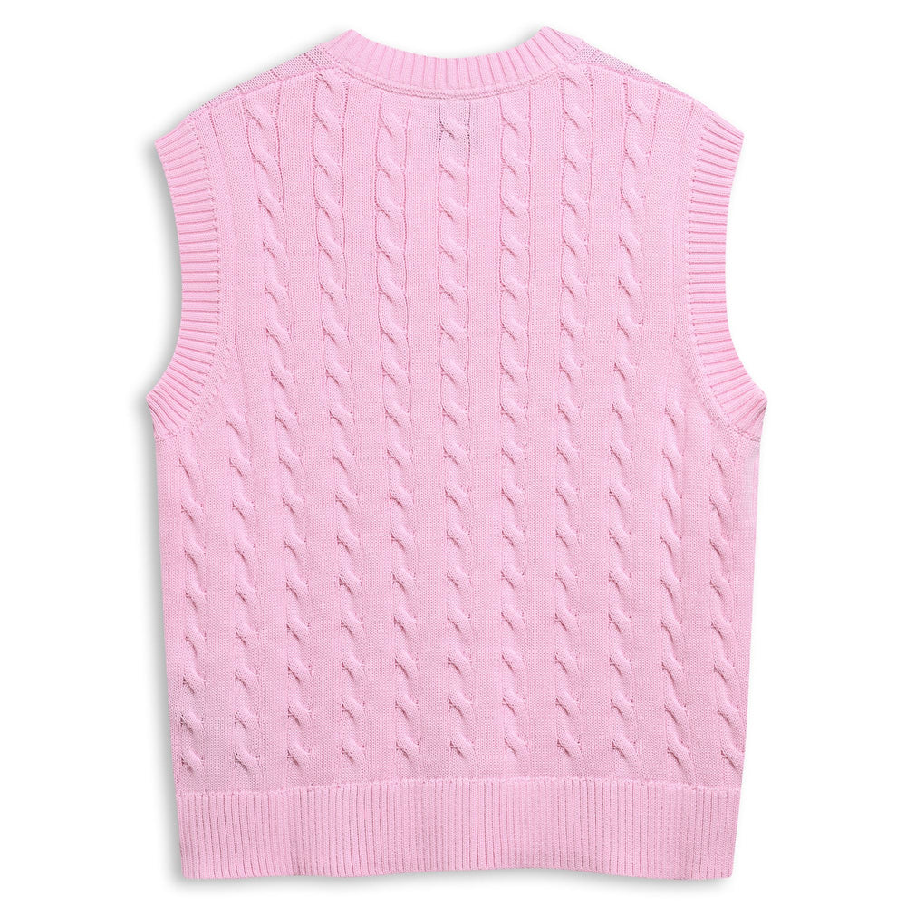 Gilet pull décontracté rose pour femme, coupe classique 02