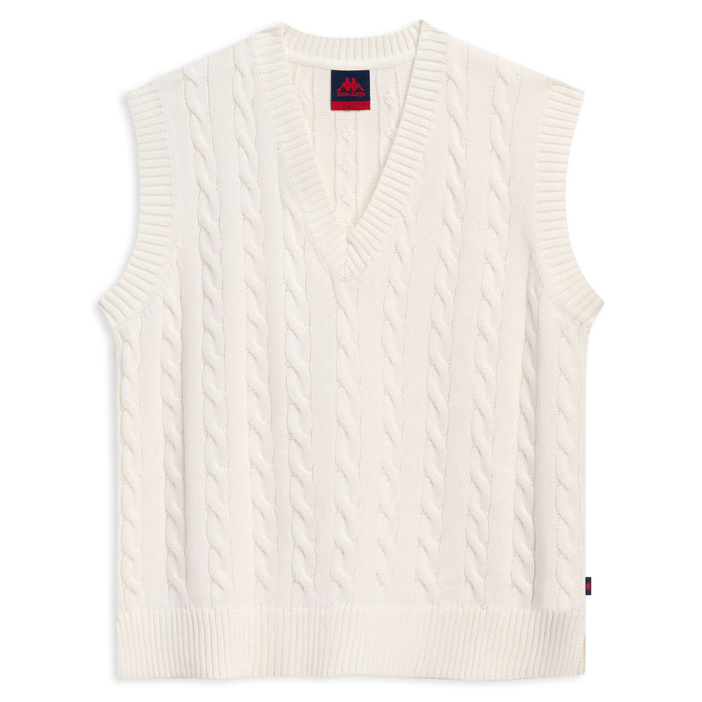 Gilet classique en maille torsadée blanc pour femme, coupe régulière 02