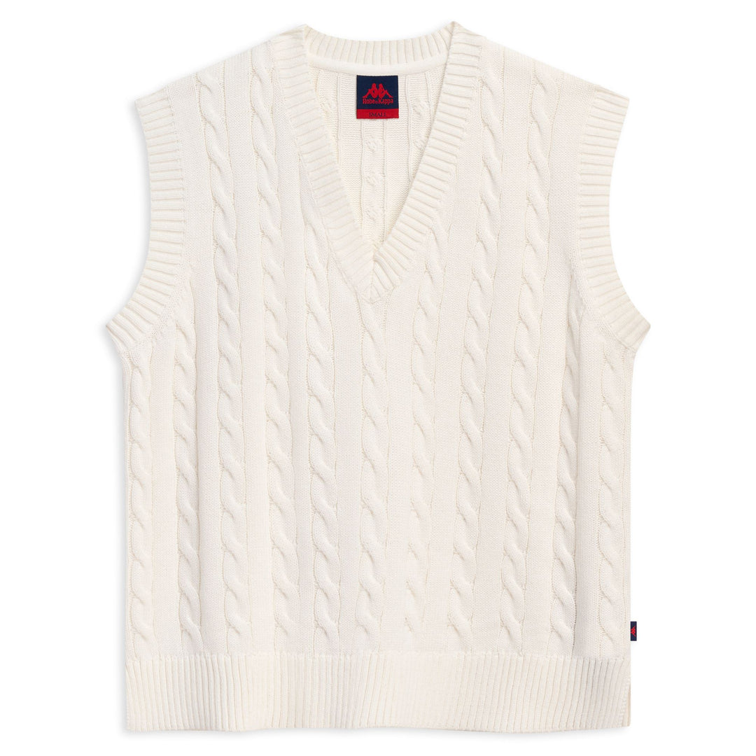 Gilet classique en maille torsadée blanc pour femme, coupe régulière main