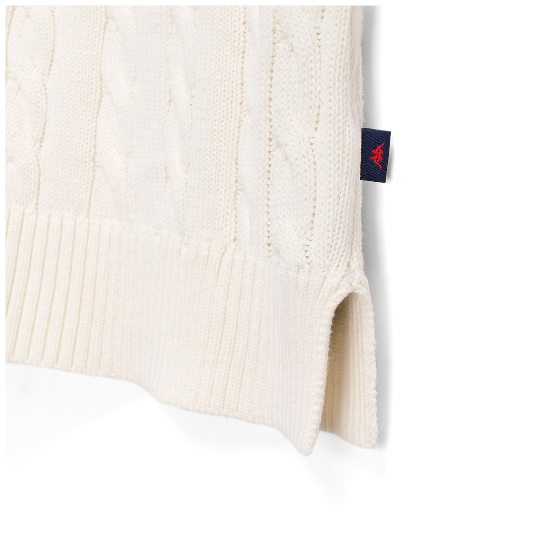 Gilet classique en maille torsadée blanc pour femme, coupe régulière 01
