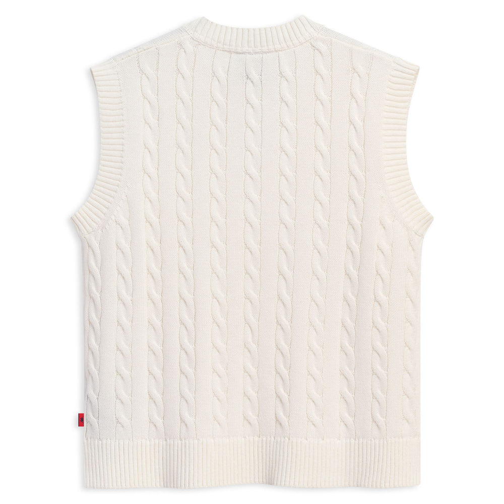 White Women's Regular Fit Classic Cable Knit Vest 02