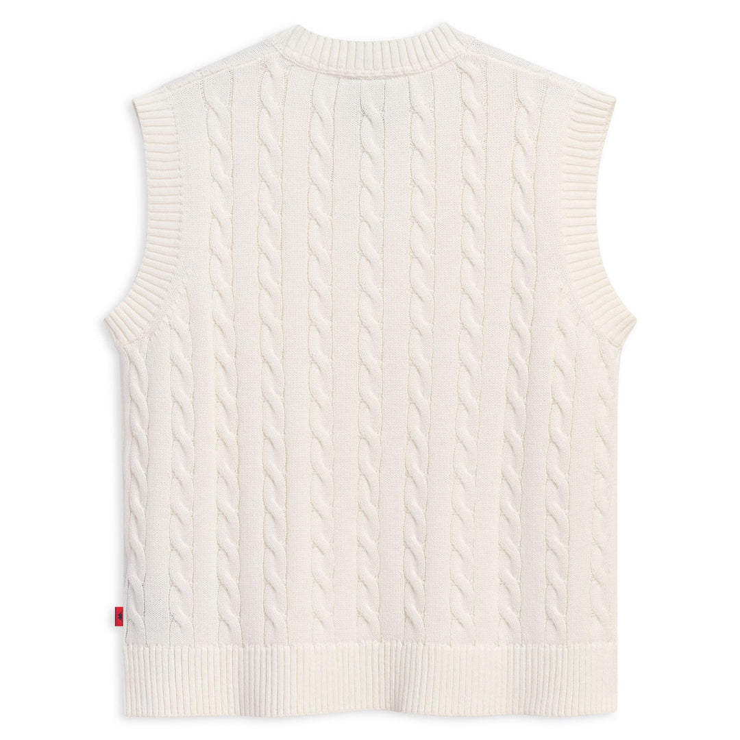 White Women's Regular Fit Classic Cable Knit Vest main