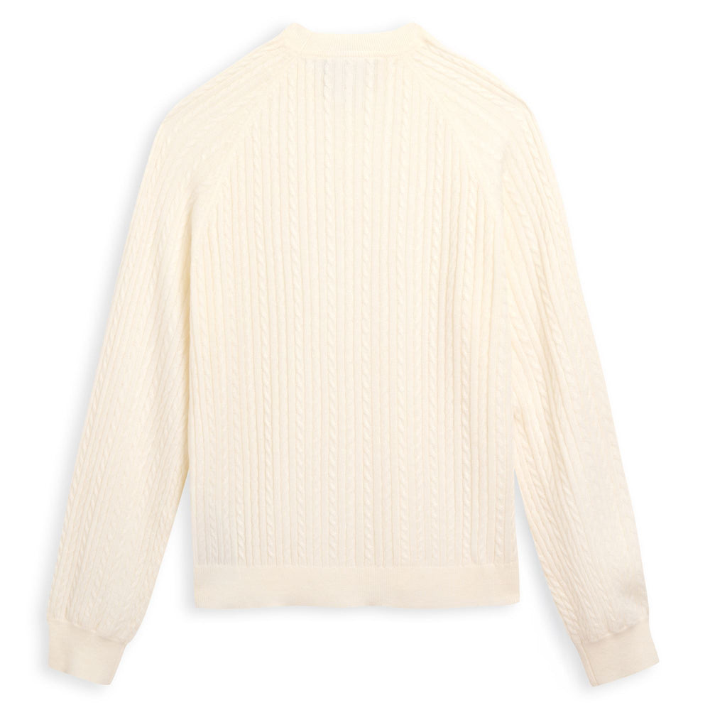Natural white Women's Knitted Pullover with Puff Sleeves 02