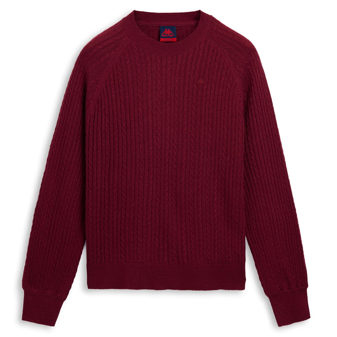 Red Women's Knit Pullover with Puff Sleeves 01