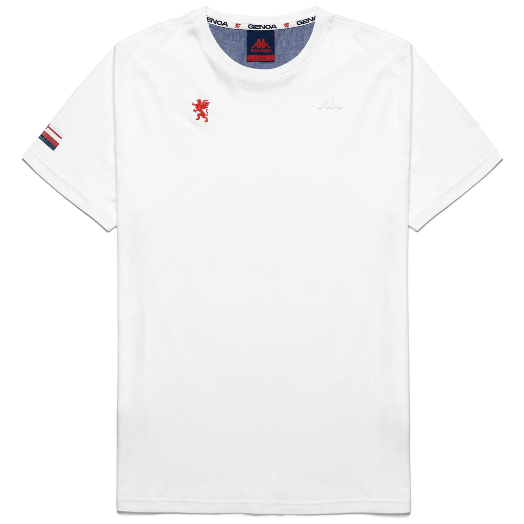 T-shirt blanc pour homme, coupe ajustée, en coton fonctionnel, aux couleurs du Genoa F.C. 01