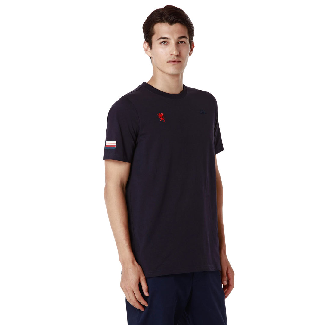 T-shirt bleu en coton coupe slim pour homme, aux couleurs du Genoa F.C. main