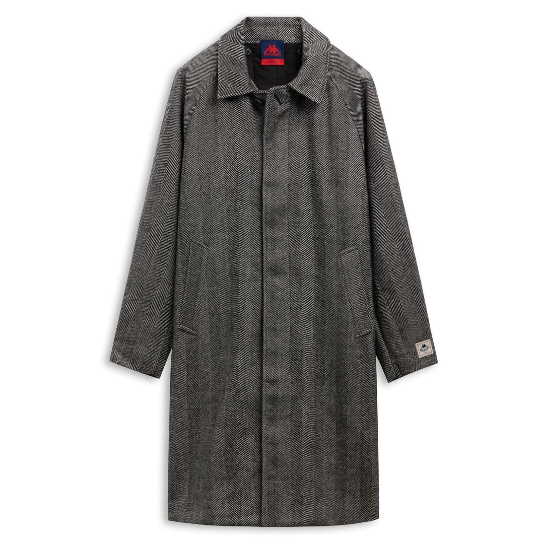 Black Men's Long Wool Blend Jacket with Removable Vest 01