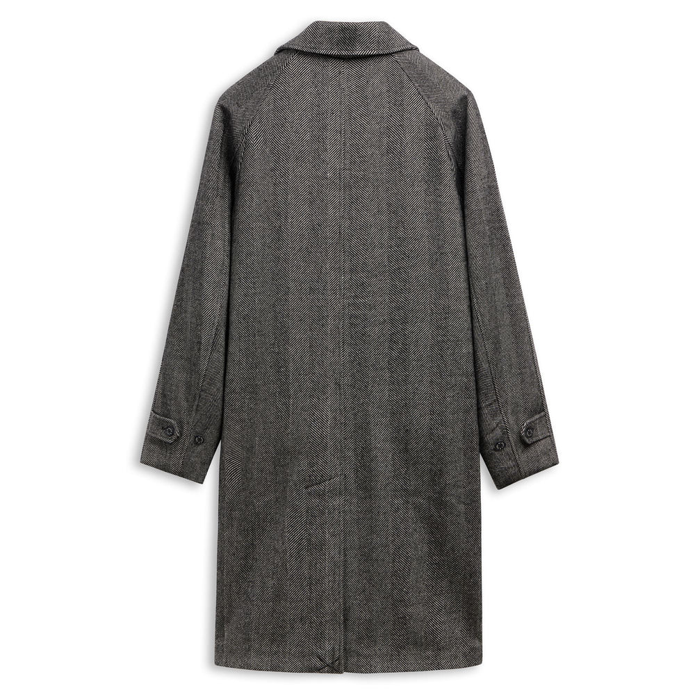 Black Men's Long Wool Blend Jacket with Removable Vest 02