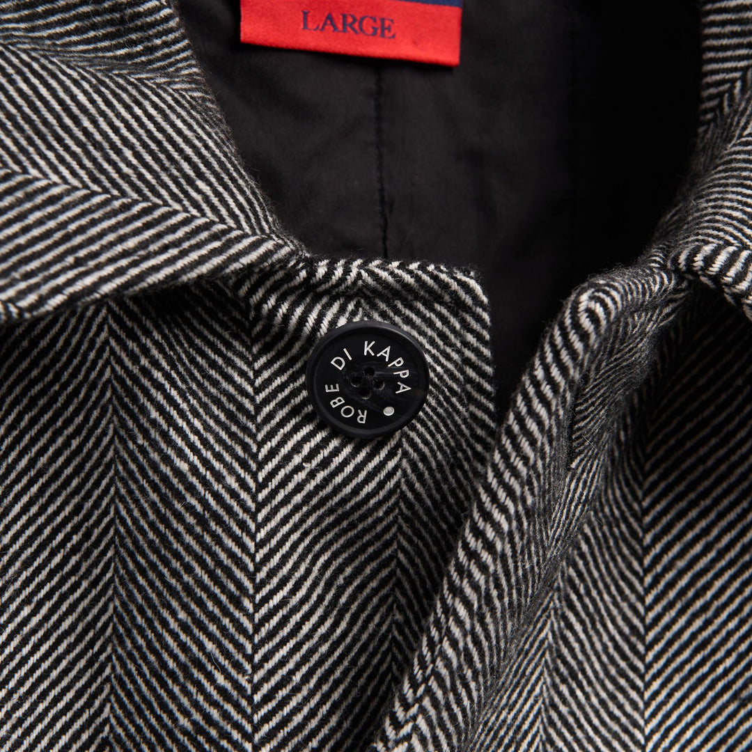 Giacca lunga da uomo in misto lana nera con gilet rimovibile main