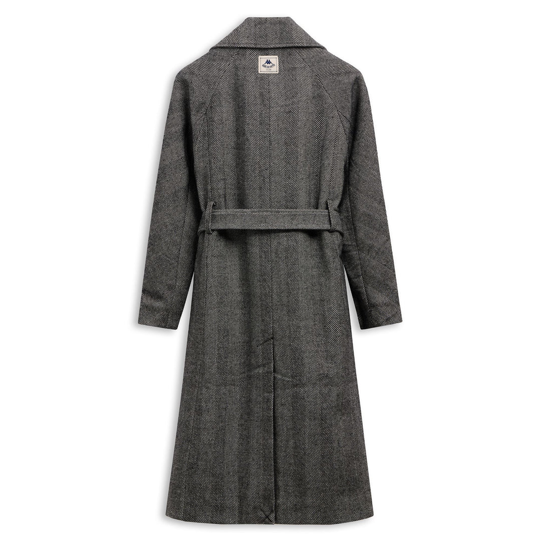 Black Women's Regular Fit Herringbone Long Overcoat main