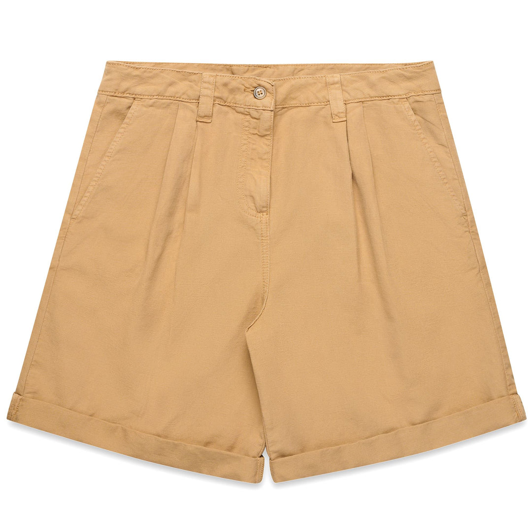 Beige Women's Chino Bermuda Shorts in Cotton Linen 01