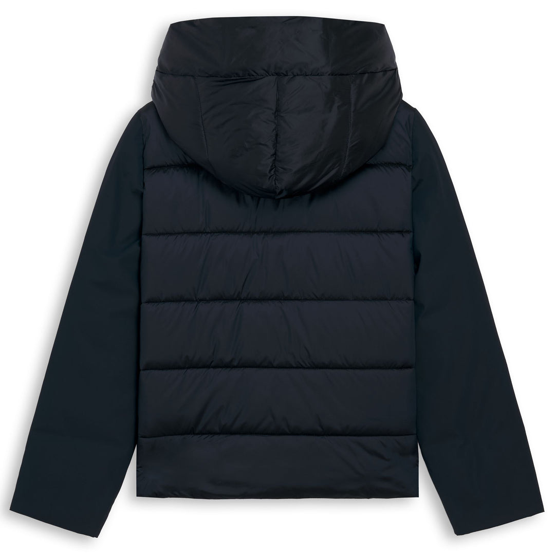 Veste courte bleue pour femme, coupe classique, en nylon mélangé main