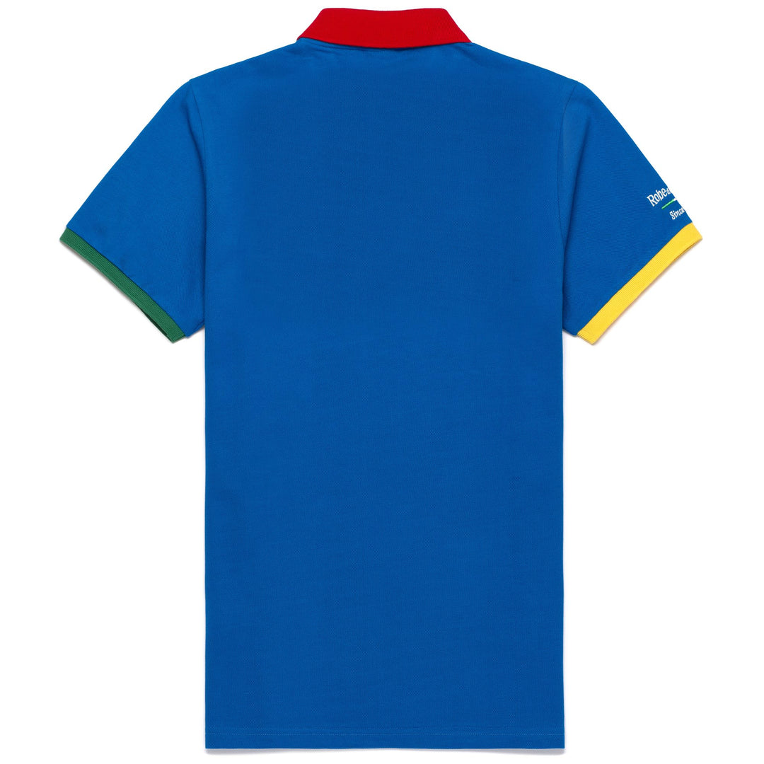 Azure Blue Men's Slim Fit Cotton Polo Shirt with Embroidery main
