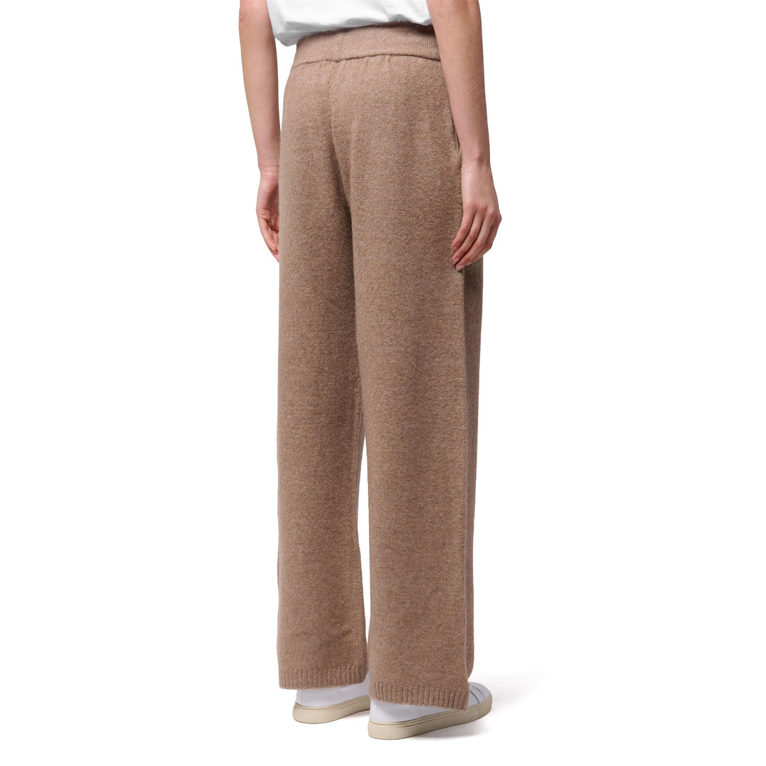 Pantaloni sportivi in ​​maglia beige da donna con coulisse e tasche main