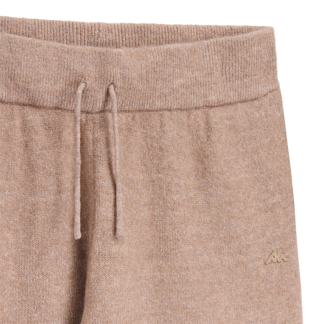 Pantaloni sportivi in ​​maglia beige da donna con coulisse e tasche main