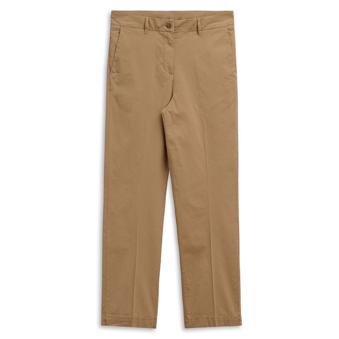 Pantaloni Capri Chino Beige da Donna con Vestibilità Svasata 01