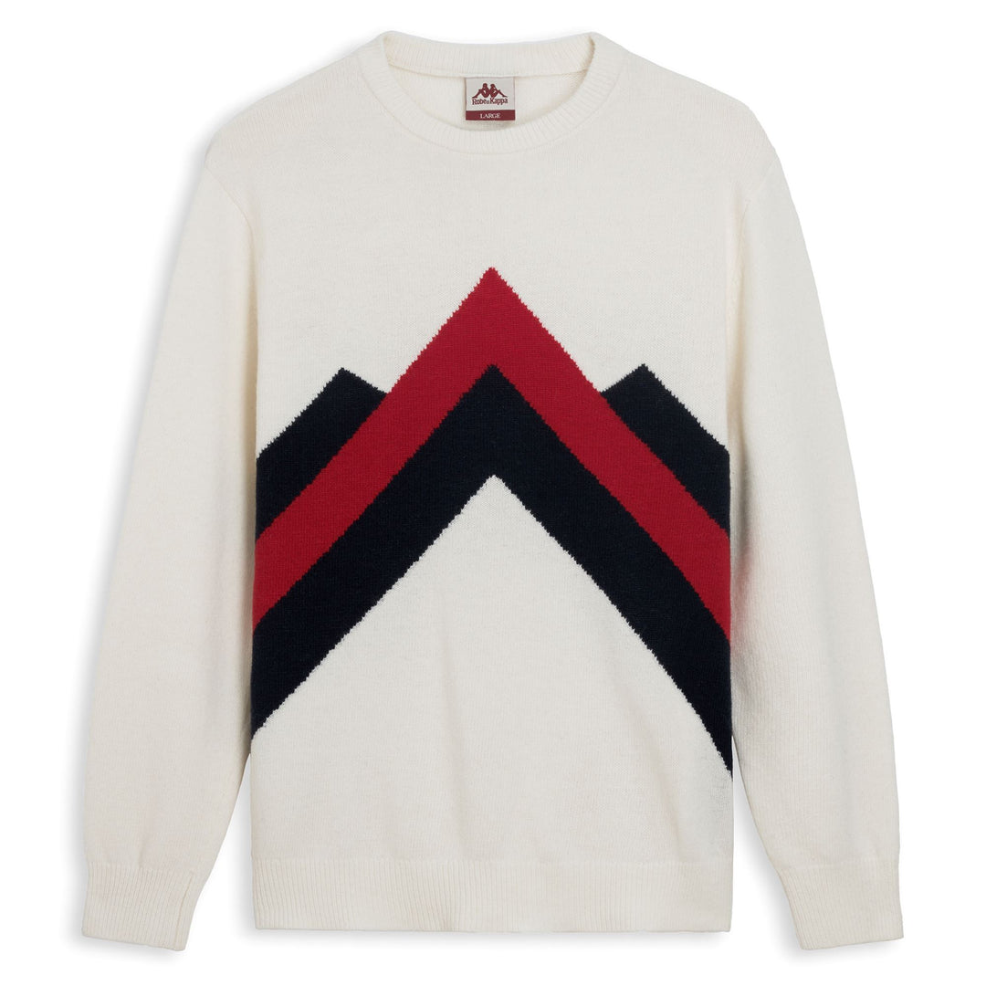 White and Red Men's Regular Fit Wool Pullover with Jacquard Design 01