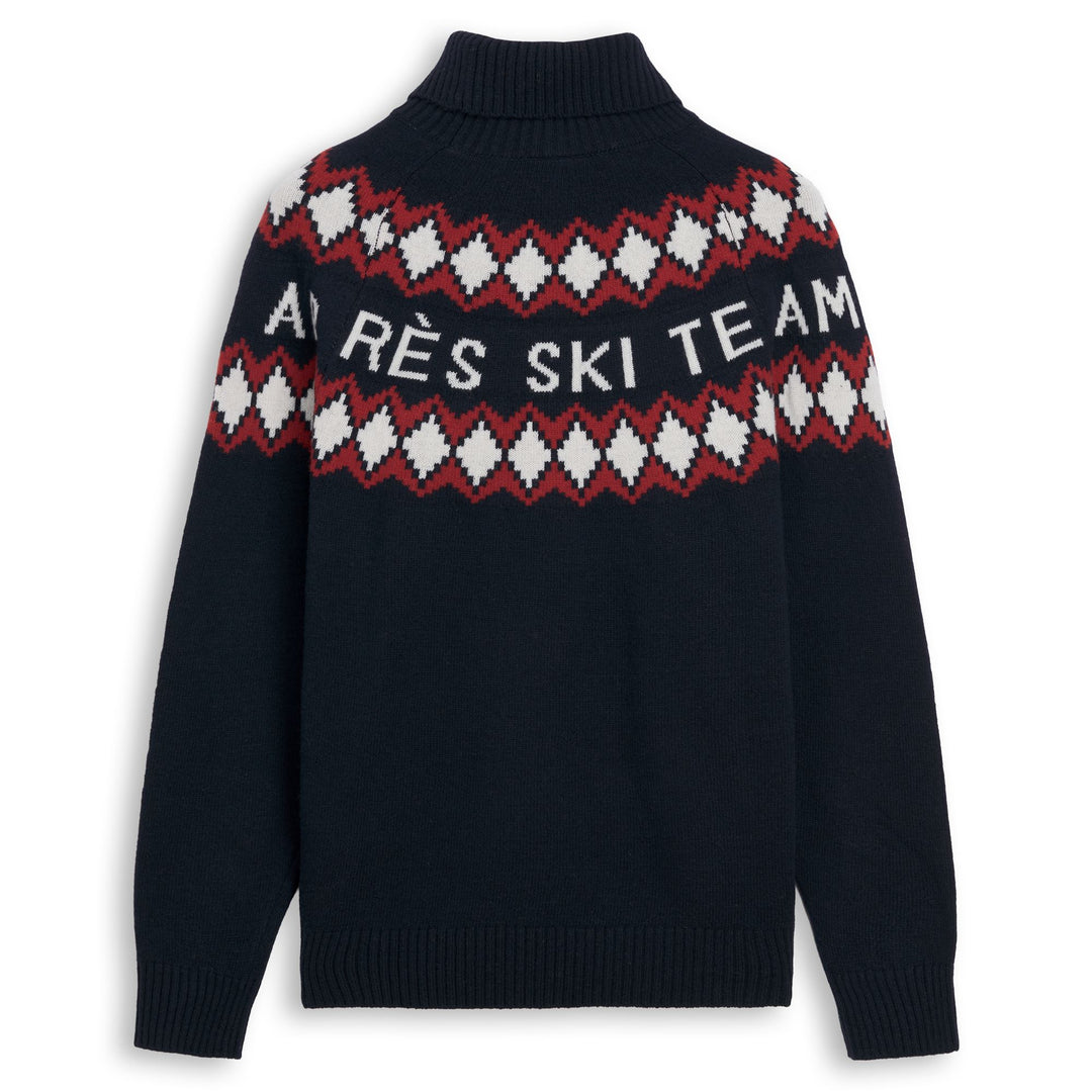 Pull à col roulé en laine bleu pour homme, coupe classique main