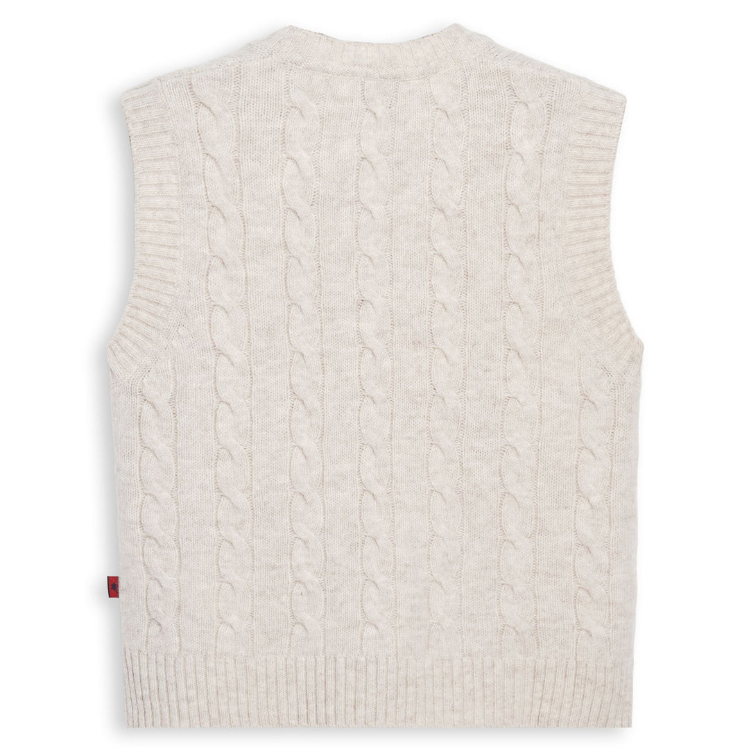Gilet da donna beige a maglia a trecce, vestibilità regolare main