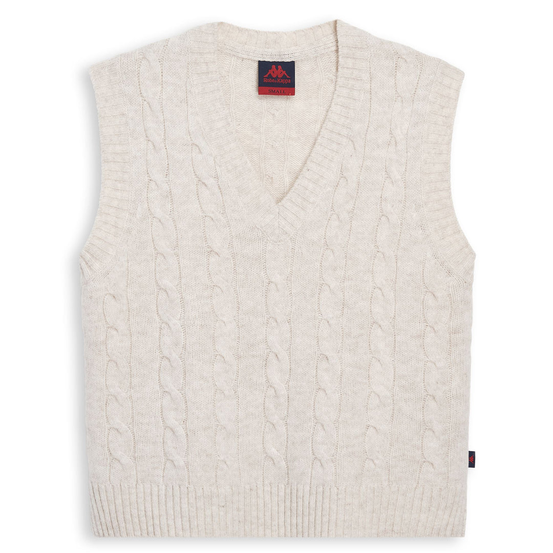 Gilet sans manches beige pour femme, coupe classique, en maille torsadée 01