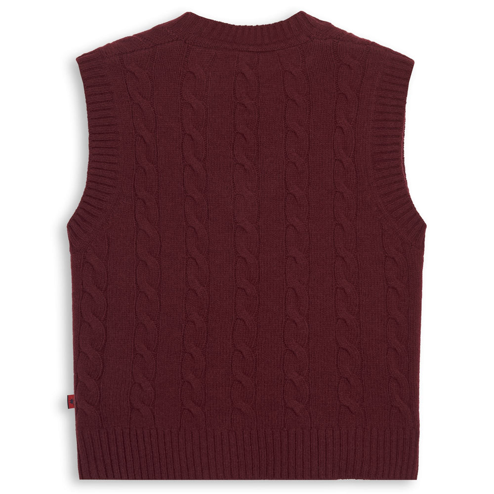 Pull sans manches en laine rouge pour femme, coupe classique 02
