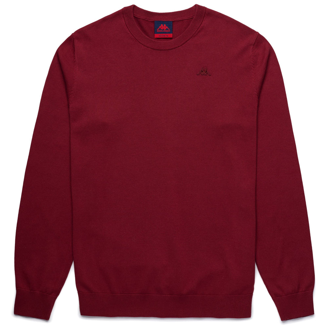 Red Men's Slim Fit Cotton Jumper with Ribbed Borders 01