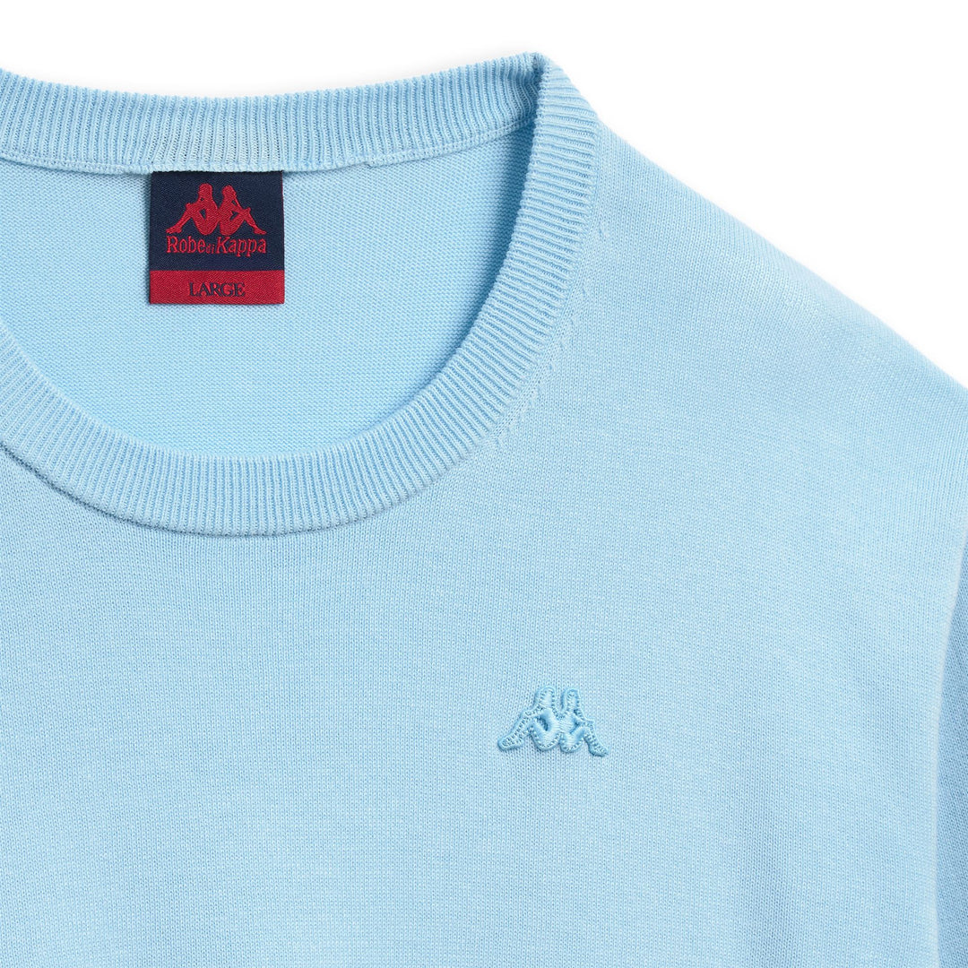 Pull en coton décontracté bleu pour homme, coupe ajustée main