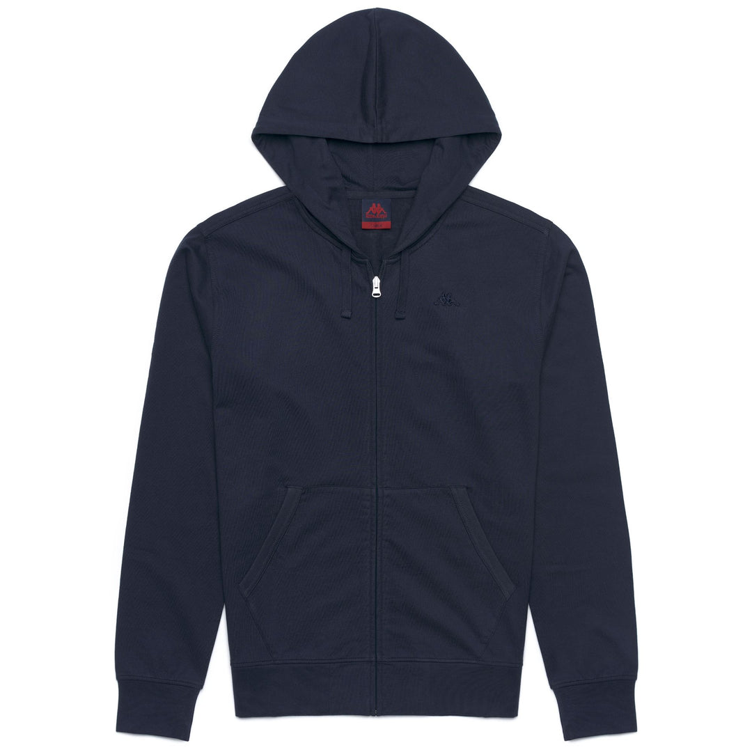 Felpa con cappuccio slim fit in pile blu iris da uomo con tasca a marsupio 01