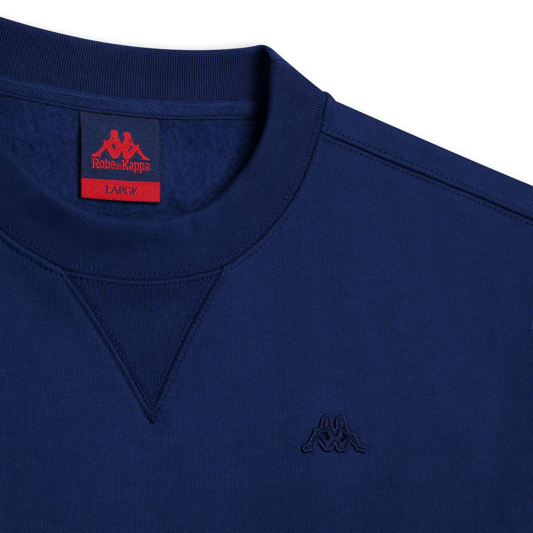 Suéter de polar cepillado azul para hombre con cuello redondo main