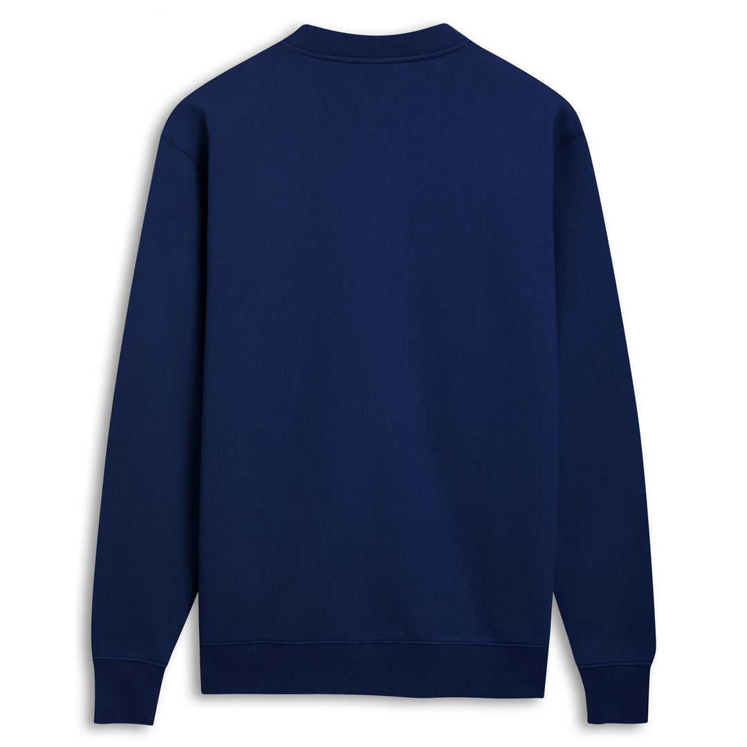 Suéter de polar cepillado azul para hombre con cuello redondo main