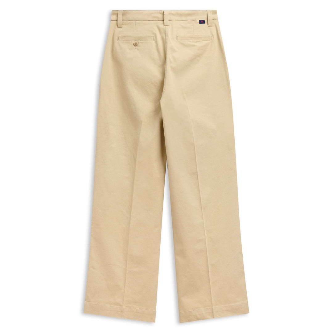 Pantalon chino décontracté gris pour femme, coupe large main