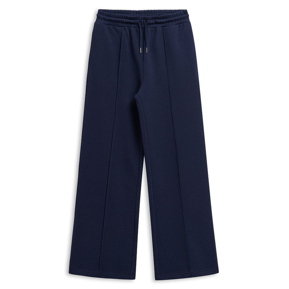 Pantalon de sport décontracté en coton bleu pour femme, coupe large 02
