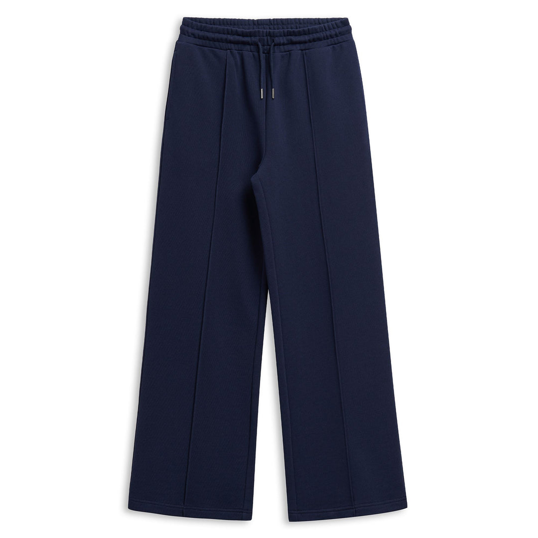 Blue Women's Wide Fit Casual Trousers in French Terry Cotton 01