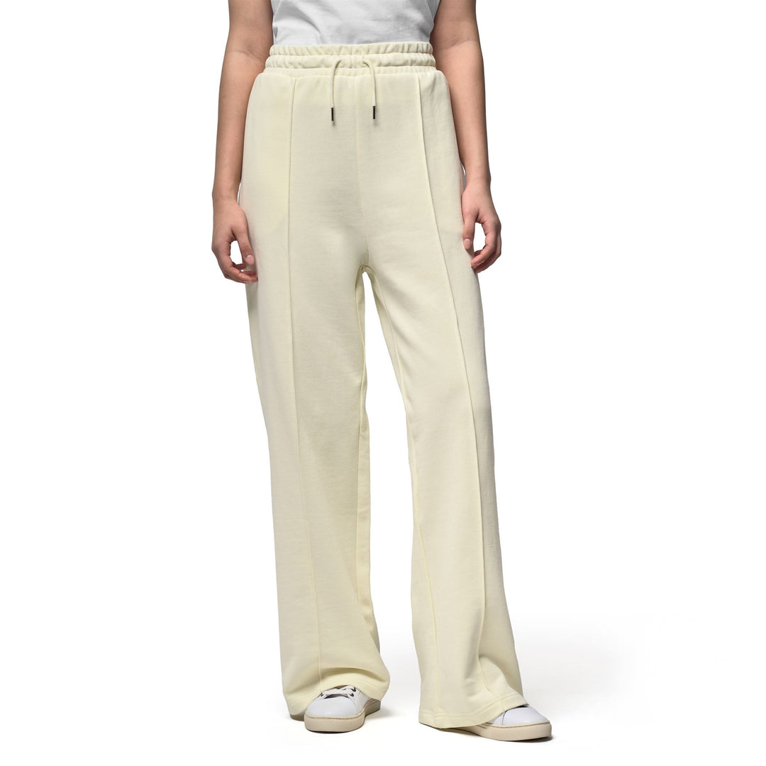 Pantalon beige décontracté pour femme, coupe large, en coton éponge français 01