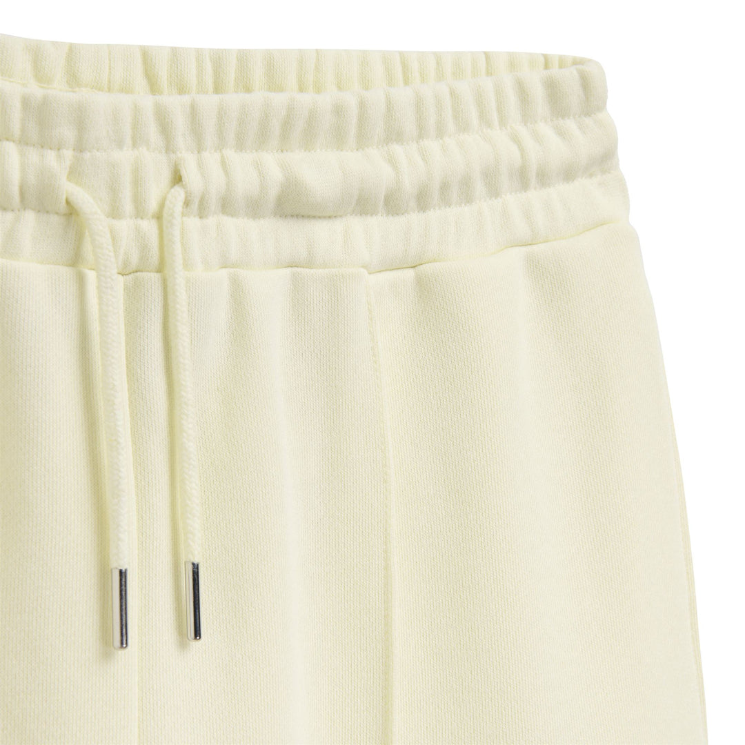 Pantalon beige décontracté pour femme, coupe large, en coton éponge français main