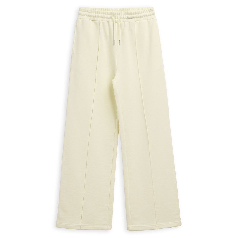 Pantalon beige décontracté pour femme, coupe large, en coton éponge français 02