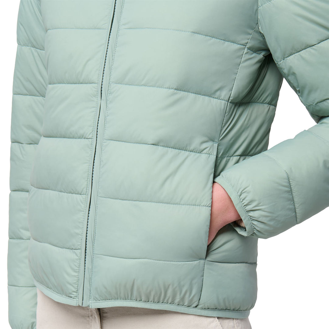 Giacca corta slim fit da donna verde con cappuccio main