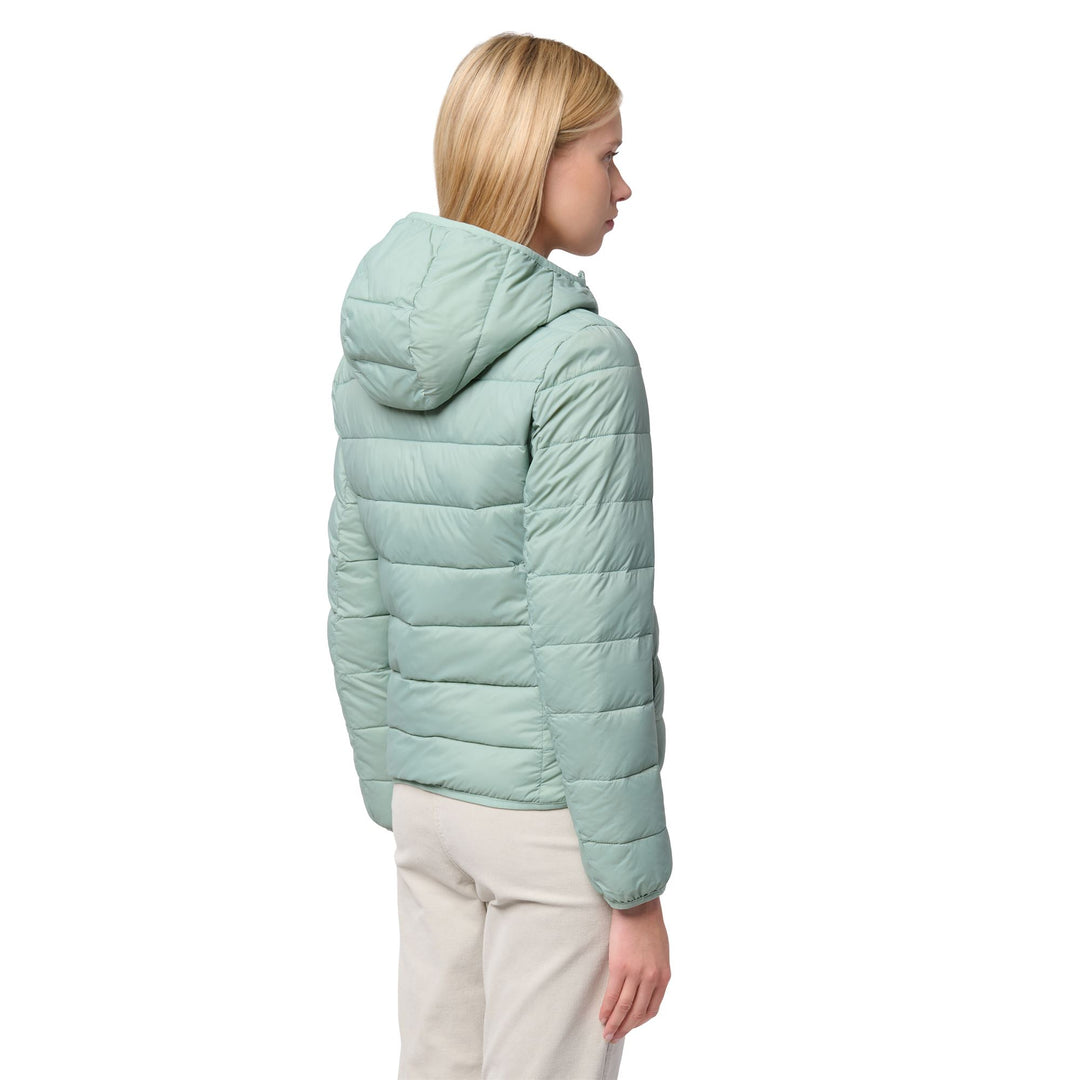 Giacca corta slim fit da donna verde con cappuccio main