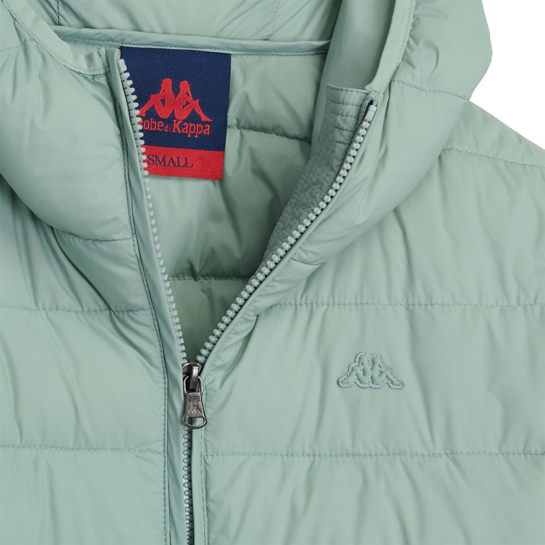 Giacca corta slim fit da donna verde con cappuccio main