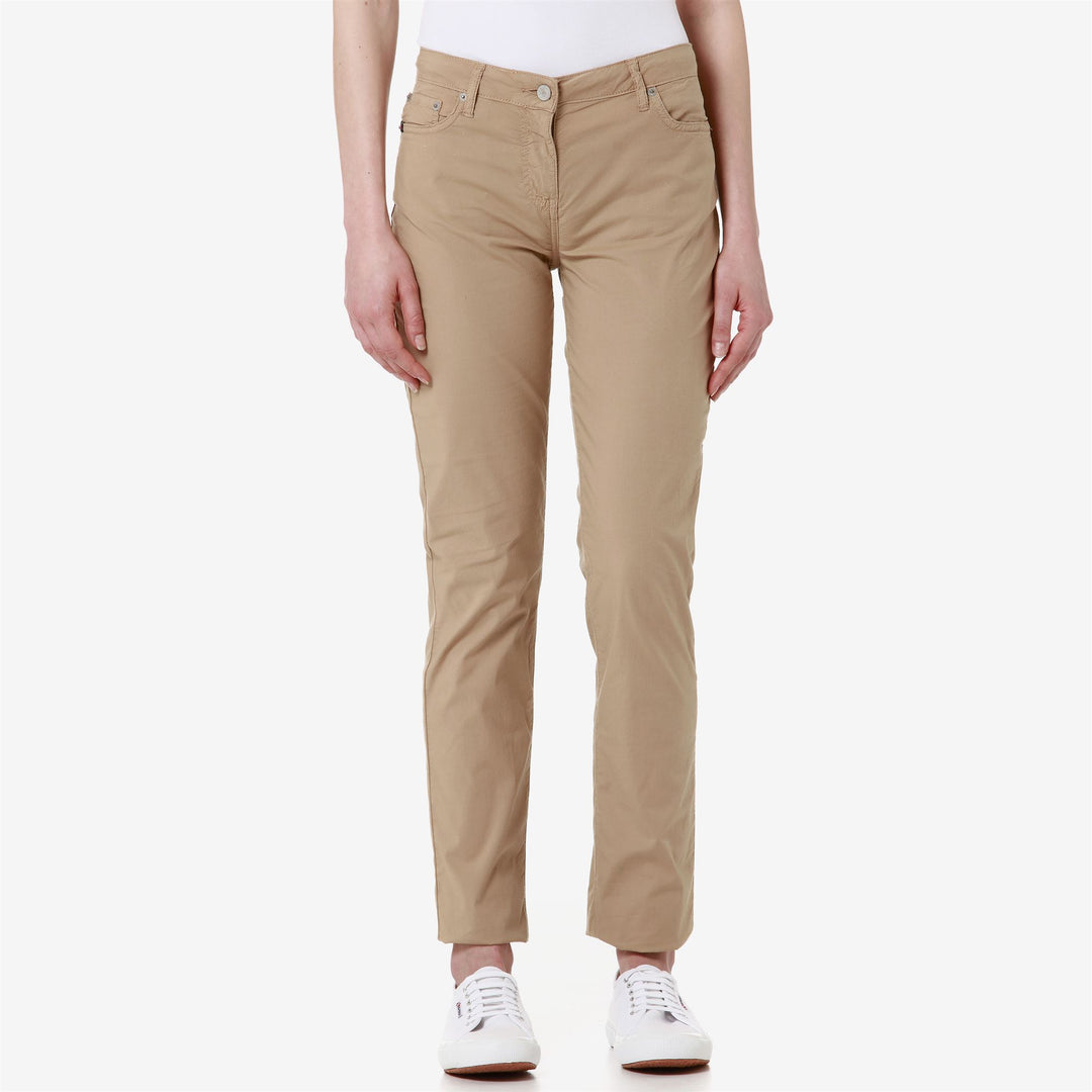 Pantaloni Chino Slim Fit Donna Marrone Beige con 5 Tasche main