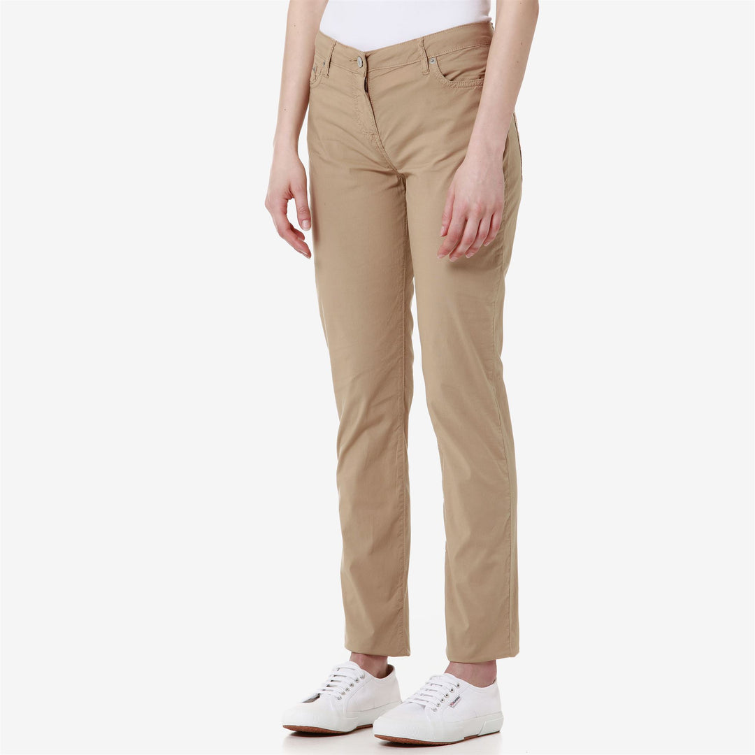 Pantaloni Chino Slim Fit Donna Marrone Beige con 5 Tasche main