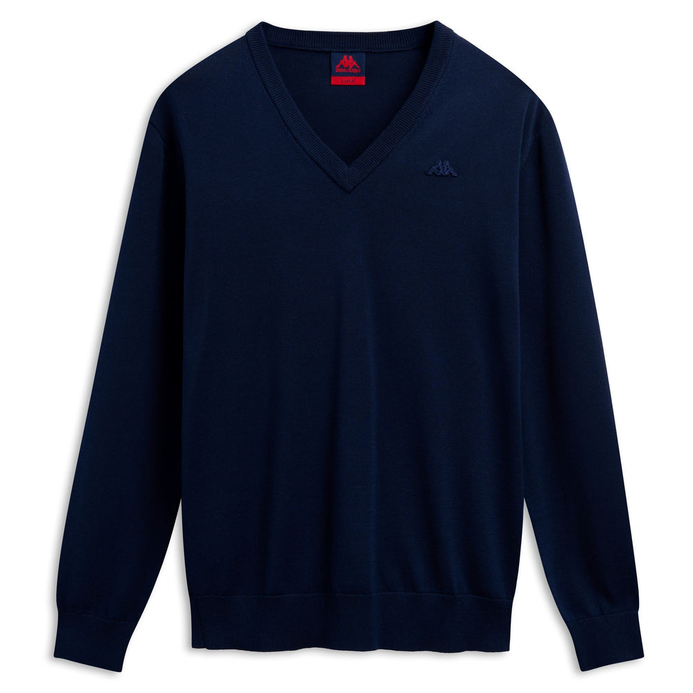 Pull en coton décontracté bleu pour homme, coupe ajustée 02