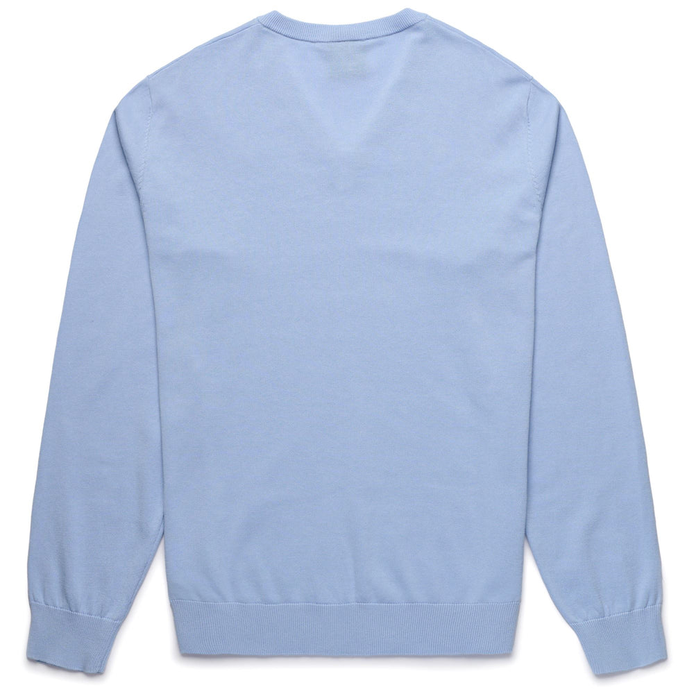 Azure blue Men's Cotton V-neck Pullover with Slim Fit 02