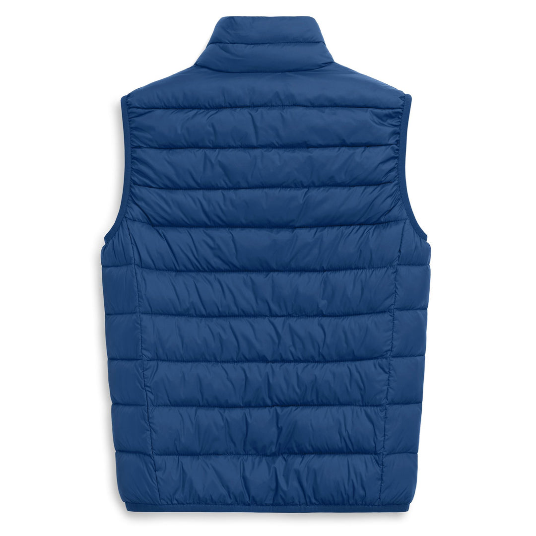 Gilet en nylon bleu pour homme, coupe ajustée et décontractée main
